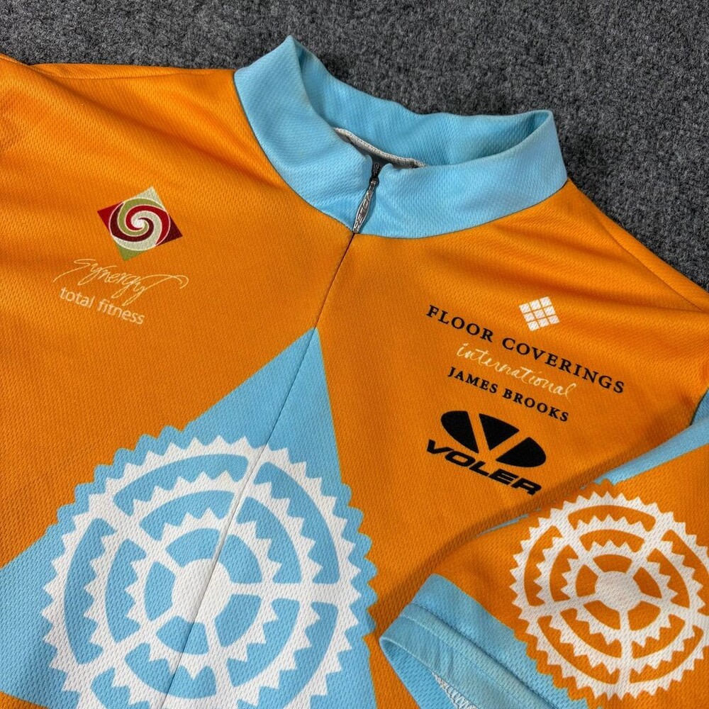 Voler Absolute Bikes Cycling Jersey Orange 3/4 Zip Short Sleeve Back Pockets
